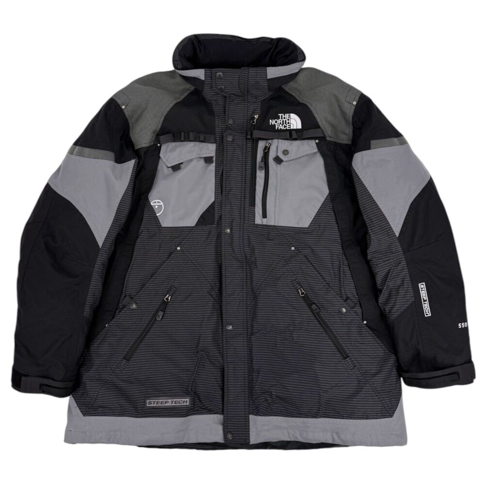 VTG North Face Mens Steep Tech 550 Fill Mountain Dolo Down Jacket Black/Gray 3XL